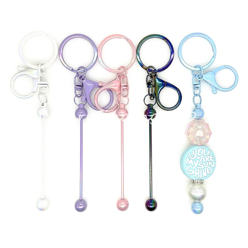 5Pcs/100Pcs UV Beadable Blanks Keychain Bar, Beadable Keychain Bar -Add Your Beads