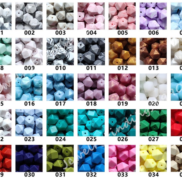 Bulk Hexagon Silicone Beads, Loose Silicone Beads, 14/17mm Hexagon Beads, Charm Beads, DIY Neckalce Jewelry Making, 001 - 066