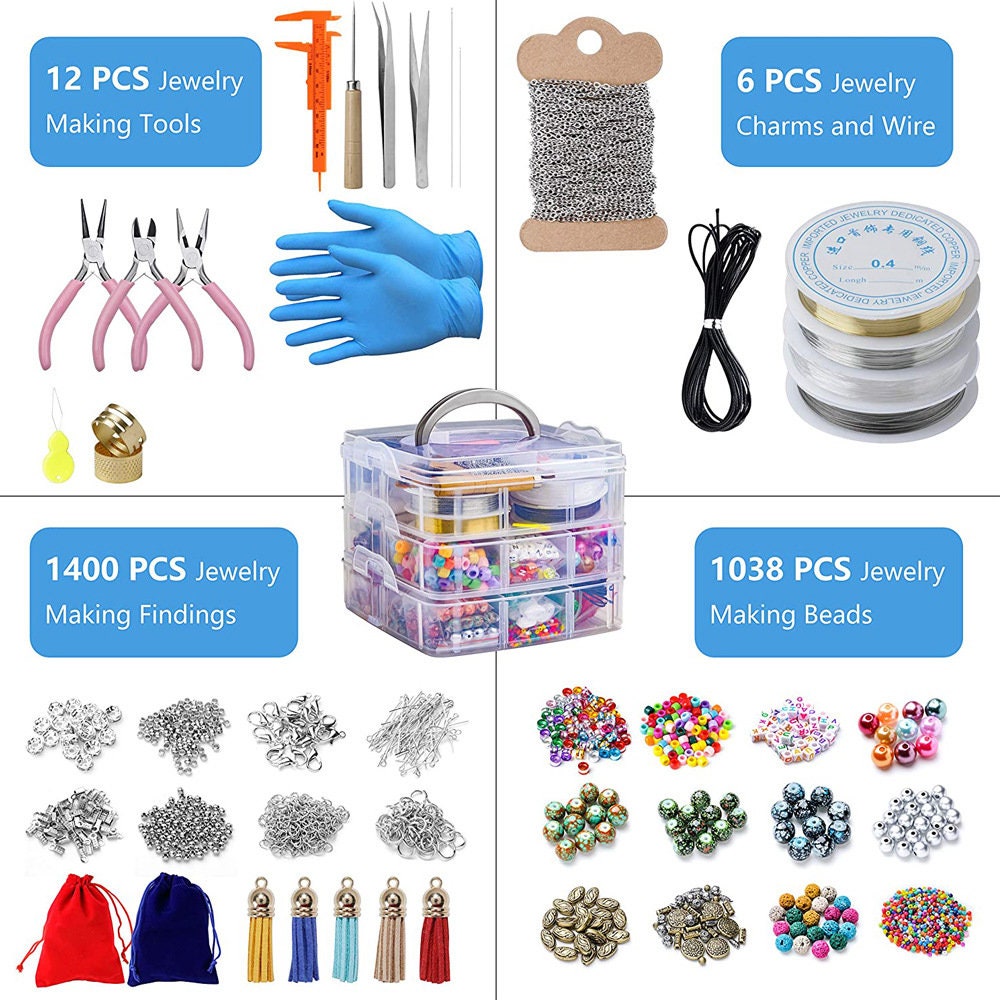 2020Pcs Jewelry Making Supplies Kit Earrings and Repair Tools Include  Jewelry Charms, Beads, Findings, Case and Beading Wire for Necklace  Bracelet, DIY Craft Gifts for Girls, Kids