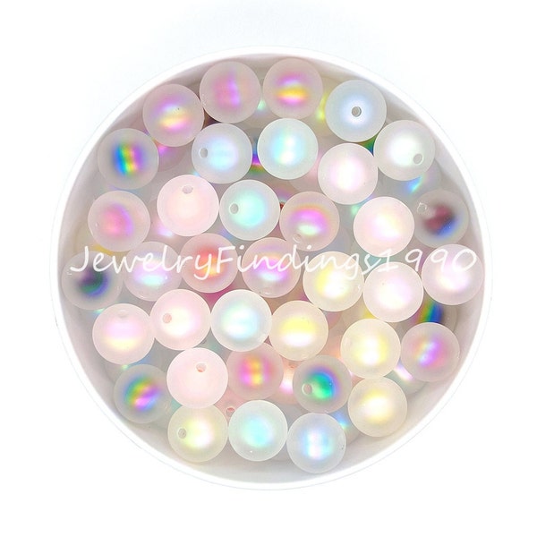 Assorted Matt Transparency Rainbow Gumball Beads, 16mm Acrylic Beads, Bubblegum Beads, Chunky Beads
