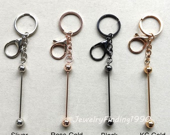 5-100Pcs Metal Beadable Keychain Bar-Blank