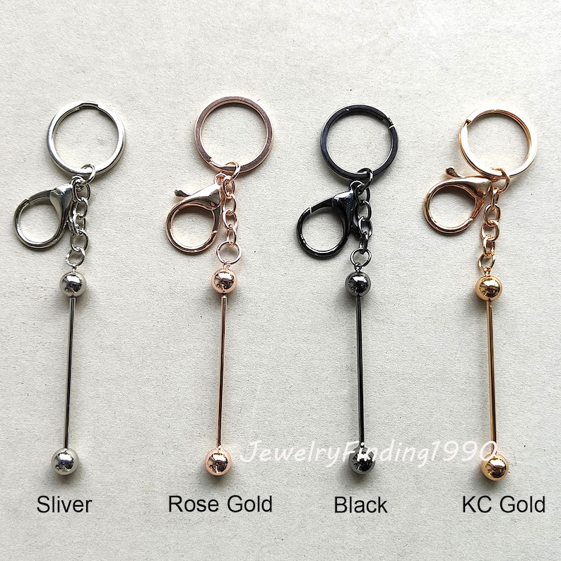 20 Pcs Stainless Steel Beadable Keychain Bars – 4.3 Inch, 3mm Big Hole For Beads, Blank DIY Keychain Making Kit