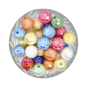 16mm AB Faceted Acrylic Gumball Beads, Assorted Bubblegum Beads