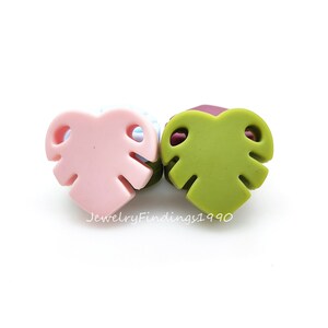 5 - 50 PCS Silicone Beads, Leaf Shaped Beads, Monstera Silicone Beads, Loose Beads Pendant, DIY Jewelry Keychains, Wholesale Beads, 35mm