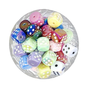 14mm Cube Beads, Dice Acrylic Beads, Iridescent Beads, Pen Focal Acrylic Beads