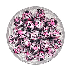 Pearl Silicone Beads, Print Round Loose Beads, DIY Bracelet Keychain, Silicone Bead, 12/15mm Silicone Beads, Wholesale Beads, #49