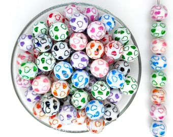 Heart Acrylic Beads Mix,16mm Loose Valentine's Day Beads,DIY Keychain
