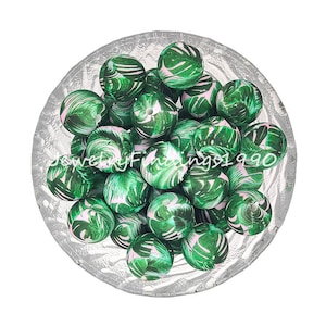 Print Silicone Beads, 12/15mm Loose Silicone Beads, for Handmade Keychain Pendant /Womens Charm Car Bag Hangings, Round Silicone Beads, #114