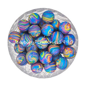 15mm Silicone Beads, Round Pearls, for Craft Jewelry Making Bracelet, Print Silicone Beads, Silicone Round Beads, Silicone Bead Bulk
