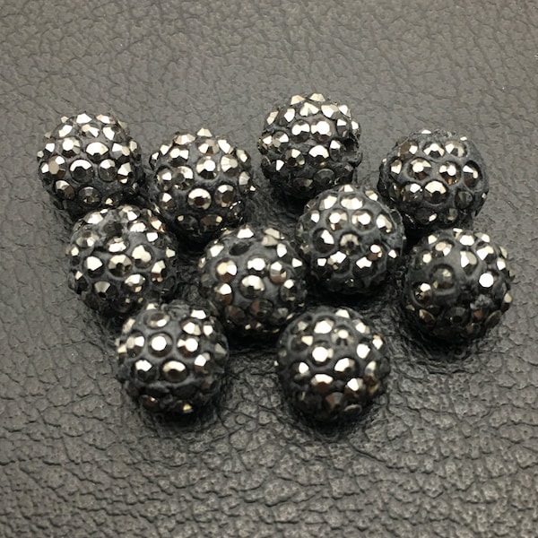 20/50/100 pièces perles de cristal noir scintillant de qualité AAA strass boule disco entretoise perles d'argile polymère bracelet à bricoler soi-même accessoires
