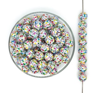 16mm Christmas Lights Printed Bubblegum Acrylic Beads, Winter Resin Beads, Christmas Gumball Beads,UV Iridescent Beads