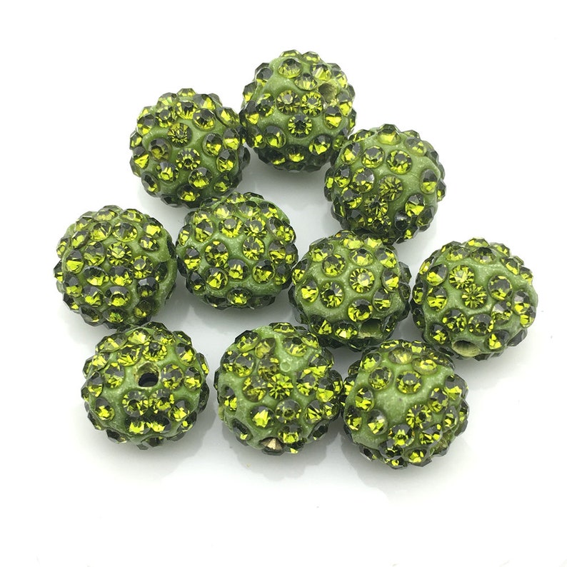2050100Pcs Olive Green Color Loose Beads AAA Grade Crystal Pave Clay Beads