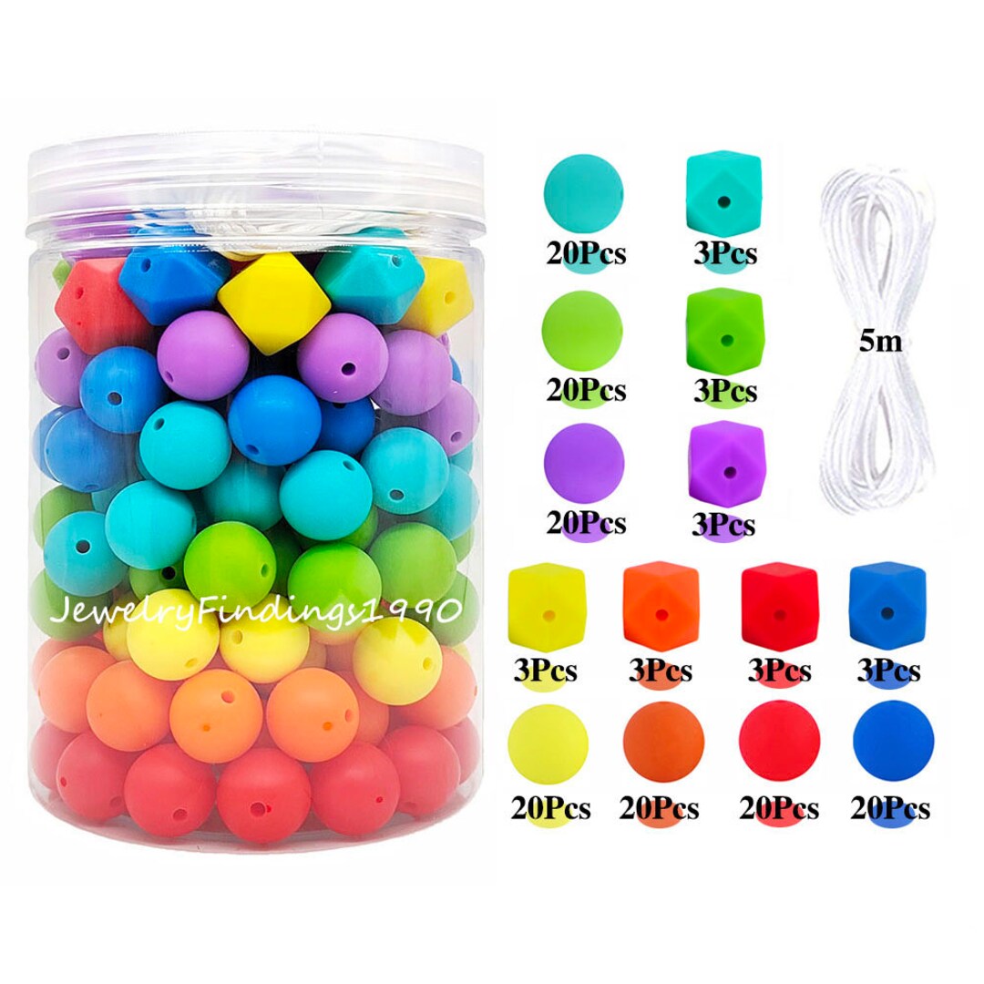 161pcs Assorted Beads, Jewelry Making, Colorful Mixed Silicone Beads