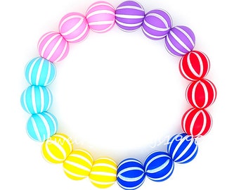 Balloon Print Round Silicone Beads, Bulk 15mm Silicone Beads, Focal Silicone Beads