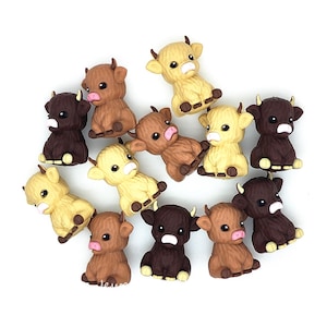 Mixed Color Highland Cow Focal Beads,3D Highland Cow Silicone Beads,Cow Beads, Pen Beads