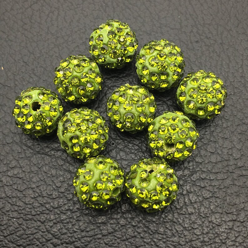2050100Pcs Olive Green Color Loose Beads AAA Grade Crystal Pave Clay Beads