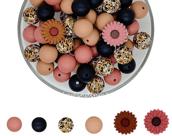 Daisy Focal Beads Silicone,15mm Silicone Beads,Print Beads,Assorted Silicone Beads Bulk