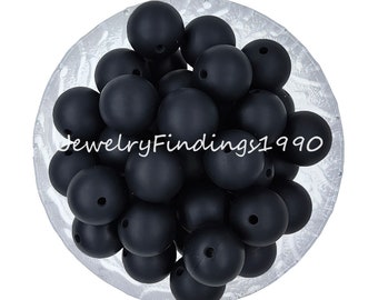 Ink Black Silicone Beads, Hexagon Beads, Round Beads, Soft Beads, Silicone Loose Beads, Craft Beads for DIY Keychain Jewelry Making, - #27
