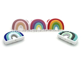Mini Rainbow Shape Beads, DIY Jewelry Making, Loose Silicone Beads, Silicone Beads Accessories, 1 - 50 pcs Beads, DIY Keyring, 25*18mm