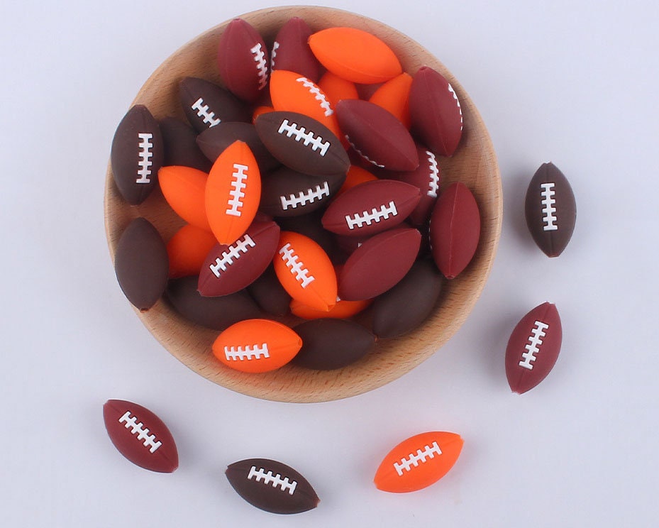 American Football Beads, Jewelry Making, 15mm Round Rugby Silicone Beads, Football  Beads, Bulk Beads, DIY Beaded Pen 