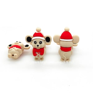 3D Mouse Silicone Beads,Christmas Mouse Focal Beads,Bulk Beads,Pen Beads