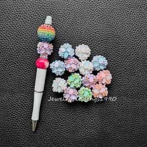 Bling Gem Flower Chunky Beads ,Sparkling Rhinestone Acrylic Beads,Fancy Beads For Pen