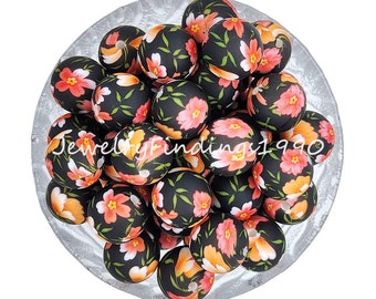 Peachblossom Silicone Beads, Soft Silicone Round Beads, Bulk 10-100Pcs 15mm Silicone Beads, DIY Lanyards Necklace Gift Jewelry Making