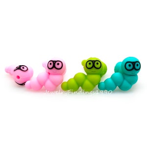 3D Bookworm Silicone Focal Beads,Loose Silicone Beads,DIY Keychain