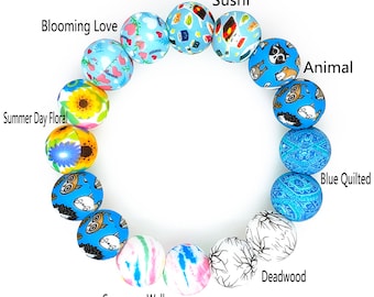 Silicone Beads Bulk, 15mm Print Silicone Beads, Round Silicone Beads, DIY Keychain Charm Beaded Pen Making, Wholesale Beads