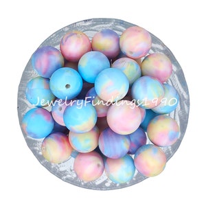 Colorful ink Print Silicone Bead, 12/15 mm Round Silicone Bead, Silicone Loose Bead, Bulk Silicone Beads,Jewelry Making,Craft Supplies, # 33