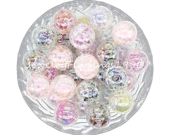 120 Perline Acriliche Smerigliate 16 Mm, Mix Colori Rosa, Blu, Giallo Chiaro, Per Gioielli Fai Da Te - 3