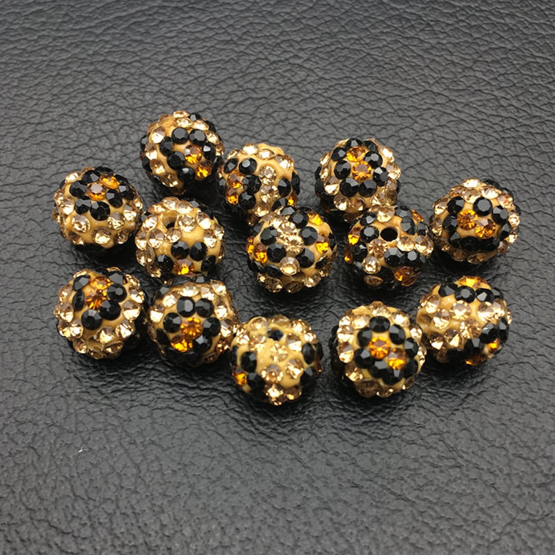 100pcs/lot 10mm Yellow Rhinestone Clay Disco Ball Beads