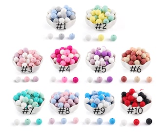 Silicone Beading Supplies, Wholesale 12/15mm Round Silicone Beads, Mixed Loose Silicone Beads, Bulk Silicone Beads, DIY Keychain