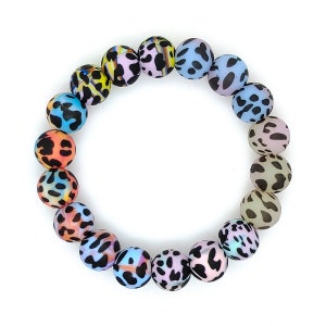 New 15mm Tie-dye Cow Print Beads, Silicone Beads, Round Beads, Silicone Ball
