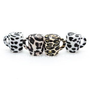 Printed Coffee Mug Silicone Focal Beads