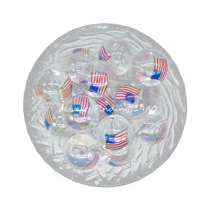 Chunky Transparent 20mm Acrylic Beads,American flag Bubblegum Resin Beads,Gumball Bead,20mm Beads　
