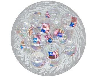 Chunky Transparent 20mm Acrylic Beads,American flag Bubblegum Resin Beads,Gumball Bead,20mm Beads　