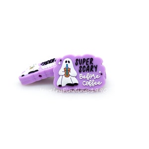Scary Ghost Silicone Focal Beads,Halloween Ghost Silicone Beads,Funny Coffee Beads,Loose Beads