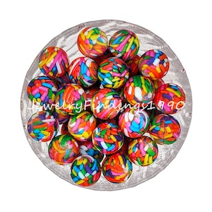 New 15mm Bulk Round Silicone Beads, Candy Print Silicone Beads, DIY Beaded Bracelet Keychain Charm Gift, Loose Beads