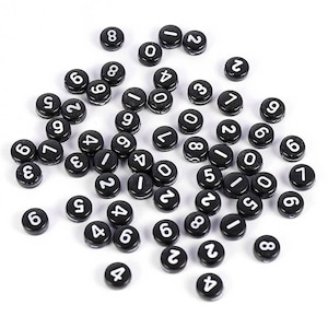 Number Beads, Acrylic Black Number Beads,  Loose Beads, Plastic Mix Beads, Flat Round Acrylic Number Beads, Acrylic Beads,DIY Jewelry, 4*7MM