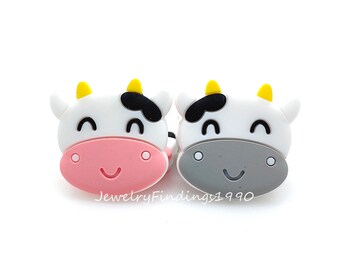 Mini perles de vache en silicone, Perles de dessins animés, Fabrication de bijoux de collier, Respectueux de l'environnement, Perles de silicone en forme, Accessoires pour perles, Perles en vrac, 30 mm