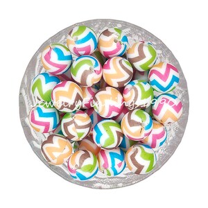 Colorful Wave Print Beads, Print Silicone Beads, Round Silicone Beads Ball, Jewelry Making, DIY Beaded Pen, 12/15mm Silicone Beads, #70