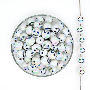 16mm Skull Beads,Loose Halloween Gumball Beads, Iridescent Bubblegum Beads,Focal Beads For Pen