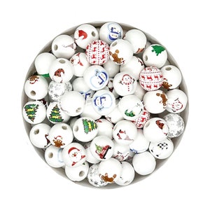 Christmas Wood Beads, 16mm Wooden Loose Beads, Wholesale Beads,Round Wood Beads