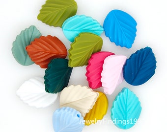 Mini Leaf Shape Beads, Silicone Beads, 10-100Pcs Wholesale Beads, Leaf Beads, Charm Beads, 20*25mm, Jewelry Making, Craft Supplies