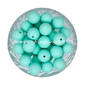 Perline in silicone verde menta, 20 - 100 pezzi di perline in silicone rotonde, perline in silicone da 12/15 mm, ecologiche, - #38
