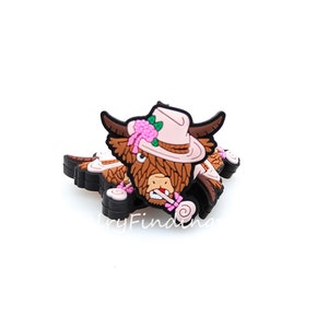 Highland Cow With Lollipop In Mouth Focal Silicone Beads