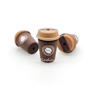 3D Coffee Cup Shaped Focal Beads,Bulk Silicone Beads,DIY Jewelry Accessories,Beadable Pen Focal Beads