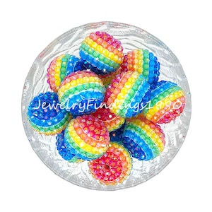 22mm Chunky Rainbow Rhinestone Bubblegum Bead