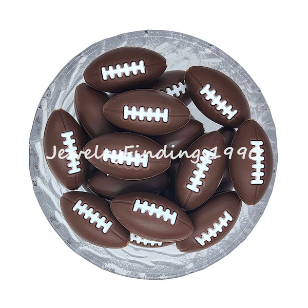 1 - 50Pcs Silicone American Football Sport Beads, Jewelry Making, DIY Necklace, Loose Silicone Beads, Wholesale Beads, 15*28mm